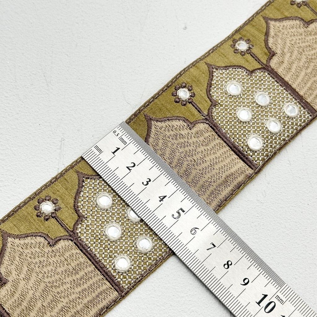 1ロール シティライト [ゴールドブラウン］インド刺繍リボン 1469-1R