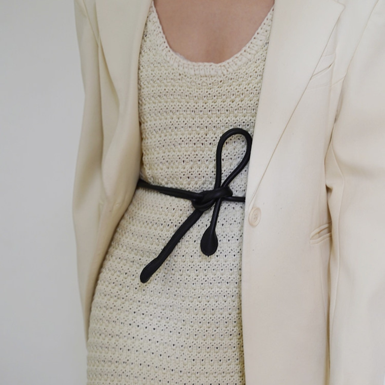 Leather-like Skinny Long Belt  T4442