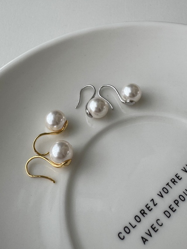 (即納) Fil. / Hook peral stud pierce | 2color