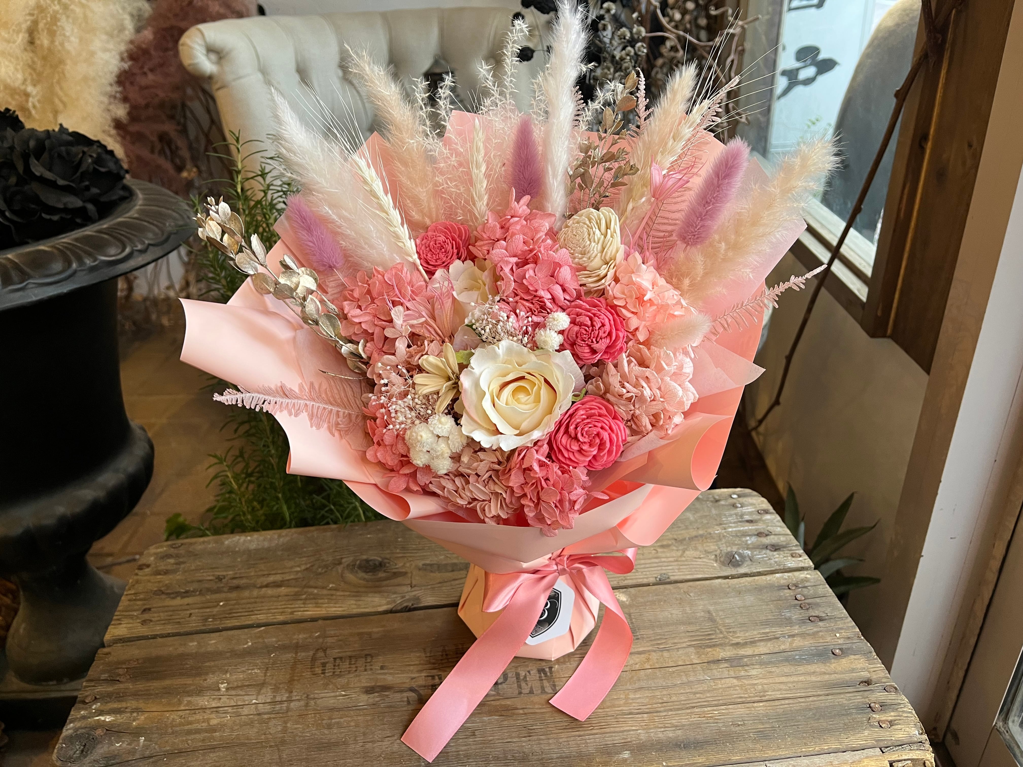 プリザーブドフラワー スタンディングブーケ（自立型）ブルー