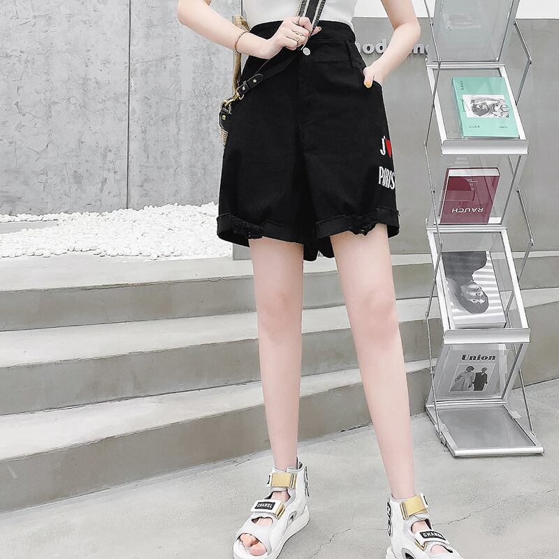 ハイウェストウェストジーンズ レディースルーズ薄手ショーツ 大きめサイズ ブルマー ミックスインファッション16531512541