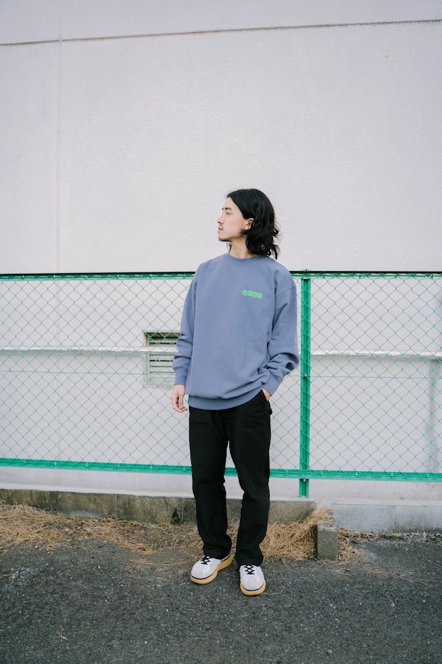 座半寝一　sweat shirt  stone blue