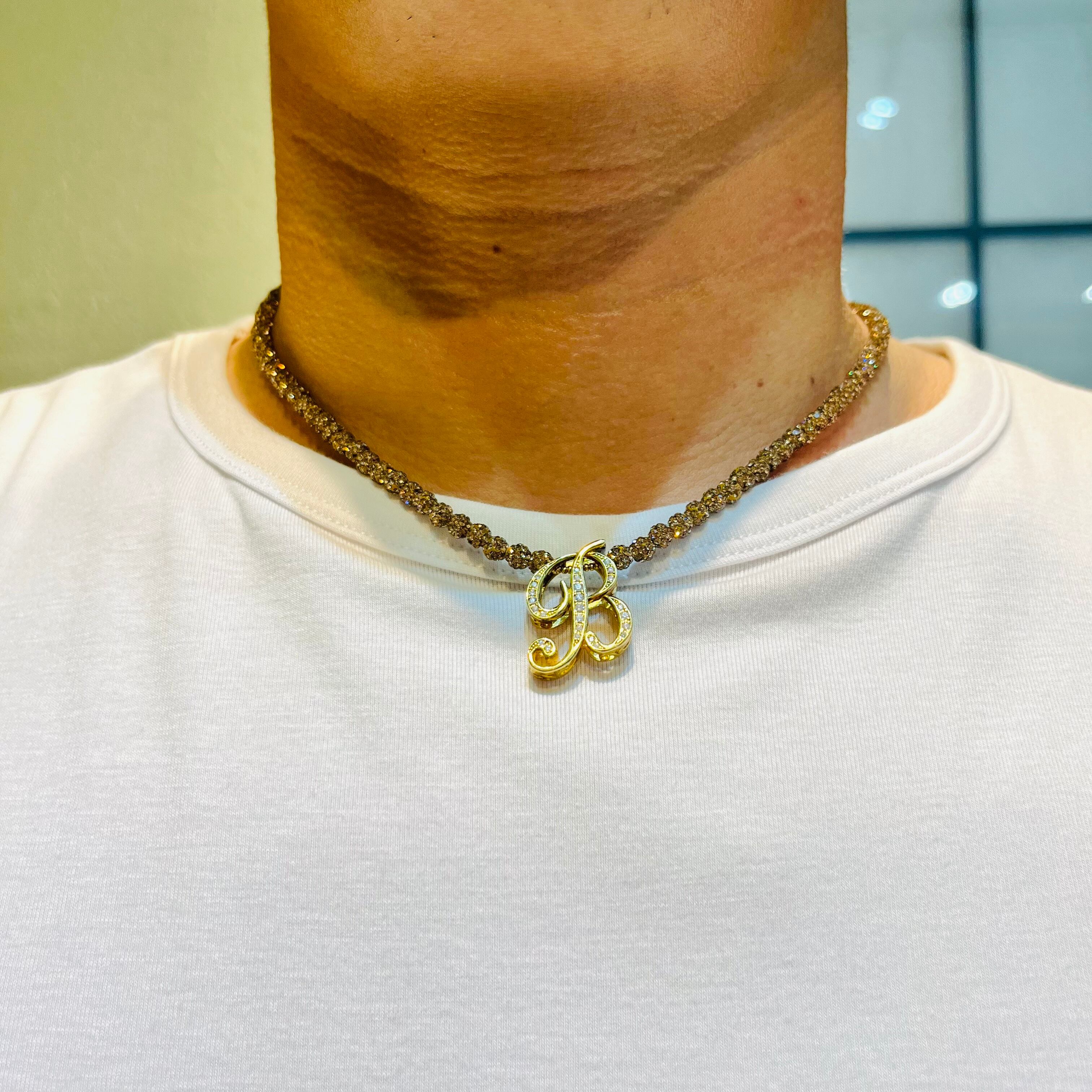イニシャル「B」ゴールドネックレス | StoneJewelry