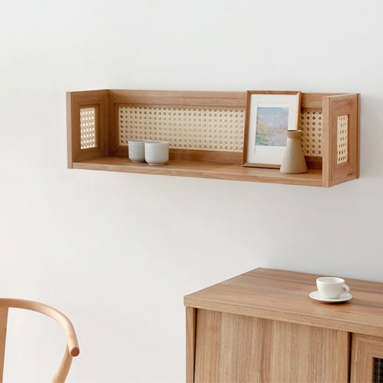 rattan wall shelf / ラタン ウォールシェルフ マガジンラック ウッド