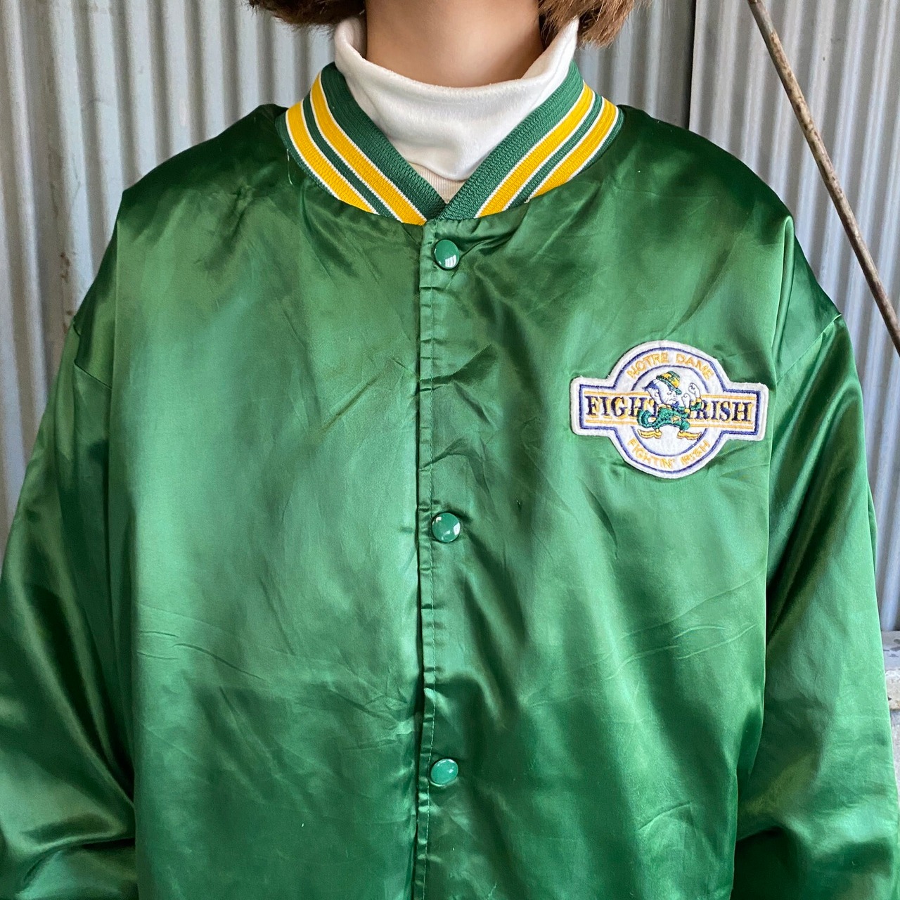 90年代 USA製 ビッグサイズ ノートルダム大学 カレッジ サテン 