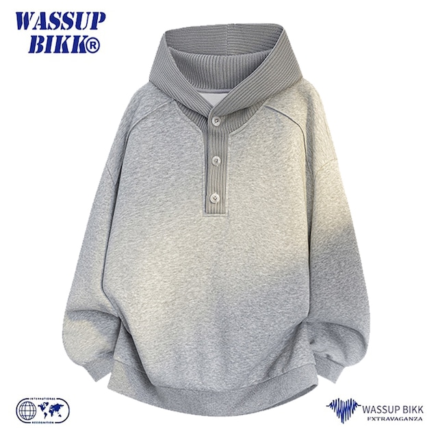 ♥ニット帽子付きパーカー!【WSシリーズ】★パーカー★ ユニセックス 3color トップス 切り替え カジュアル