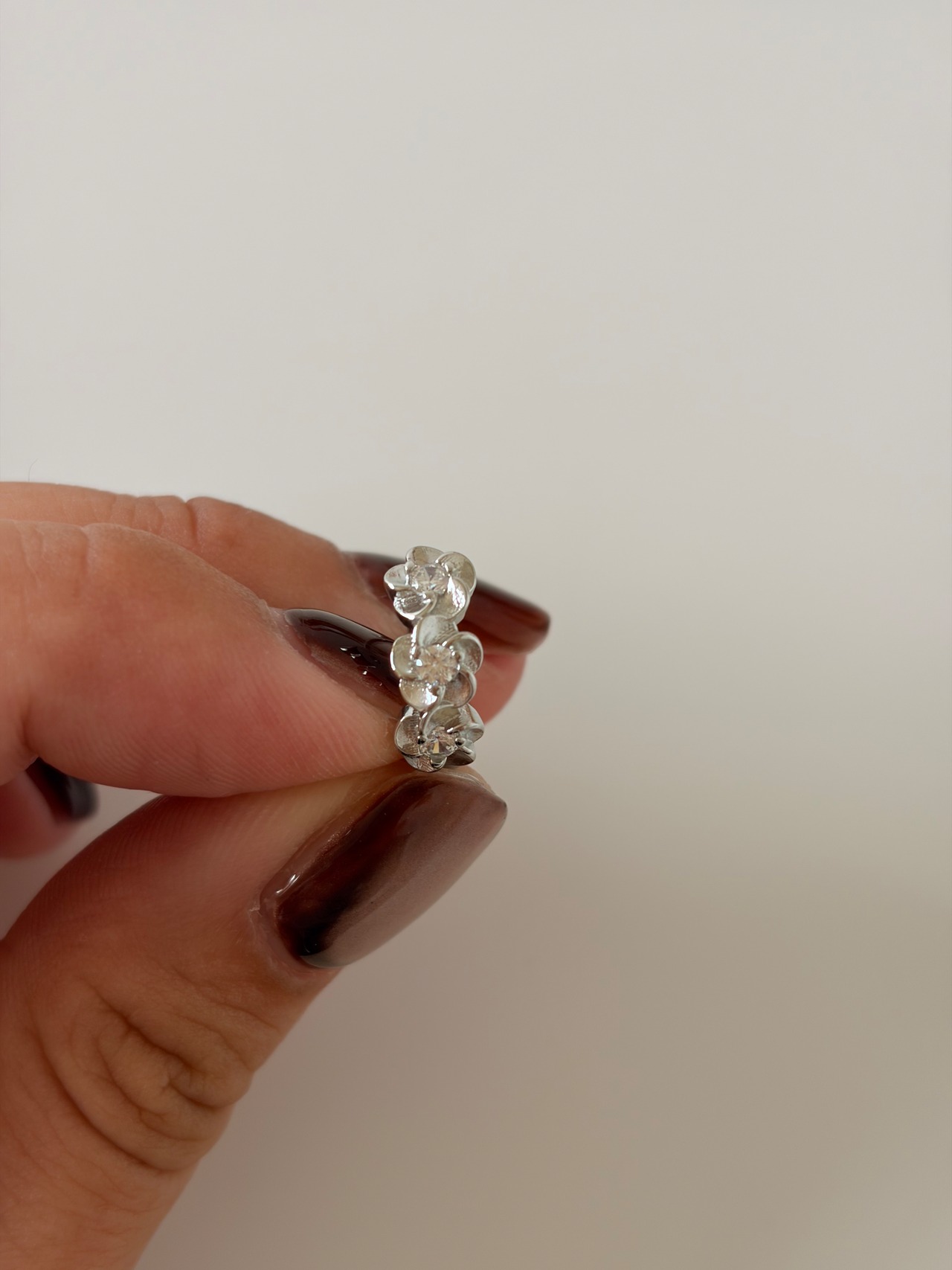 S925 シルバーフラワーフープピアス
