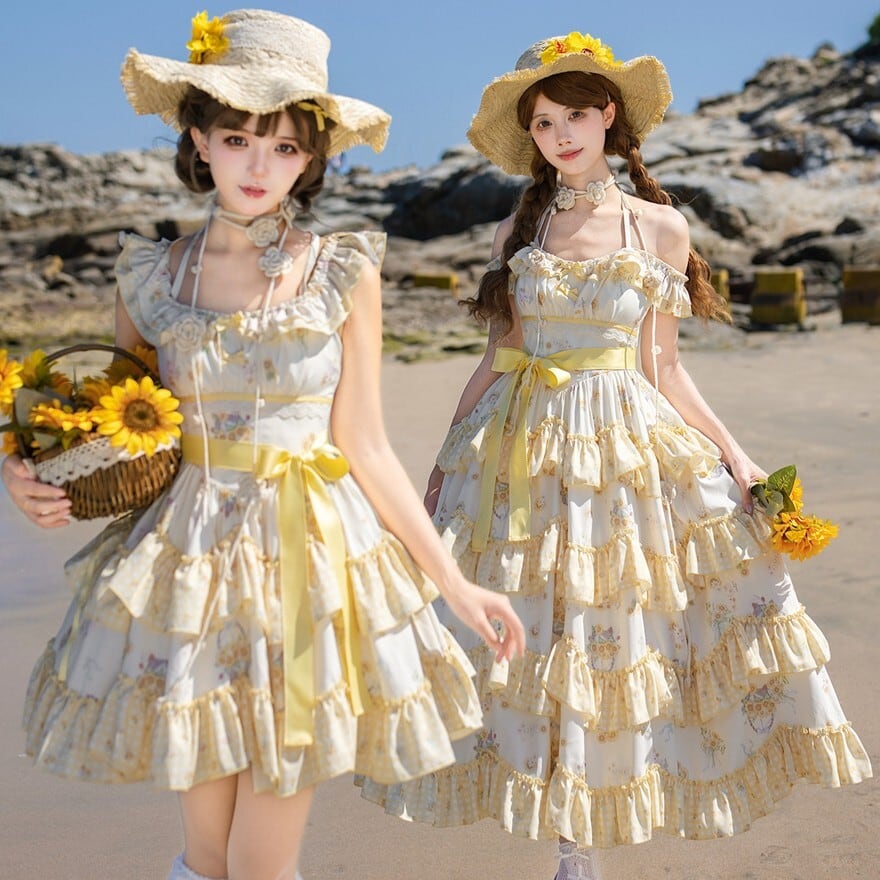 陽だまりの花園 フリルを重ねたフレンチガーリーミニワンピース5点