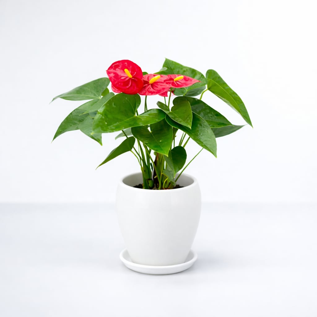 愛する人への贈り物アンスリウム 5号 陶器 レッド