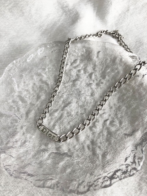 Christian Dior クリスチャン ディオール ネックレス シルバー ロゴプレート vintage ヴィンテージ オールド ziaan3