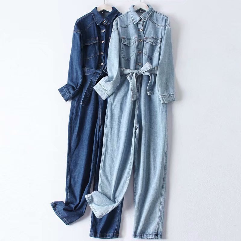 デニム オールインワン サロペット レディース オールインワン サロペット ロンパース レディース つなぎ おしゃれレディース つなぎデニム つなぎ レディース デニム ウエストリボン カジュアル 春新作 春 春服 新作 ブルー ライトブルー P40 Kirari きらり