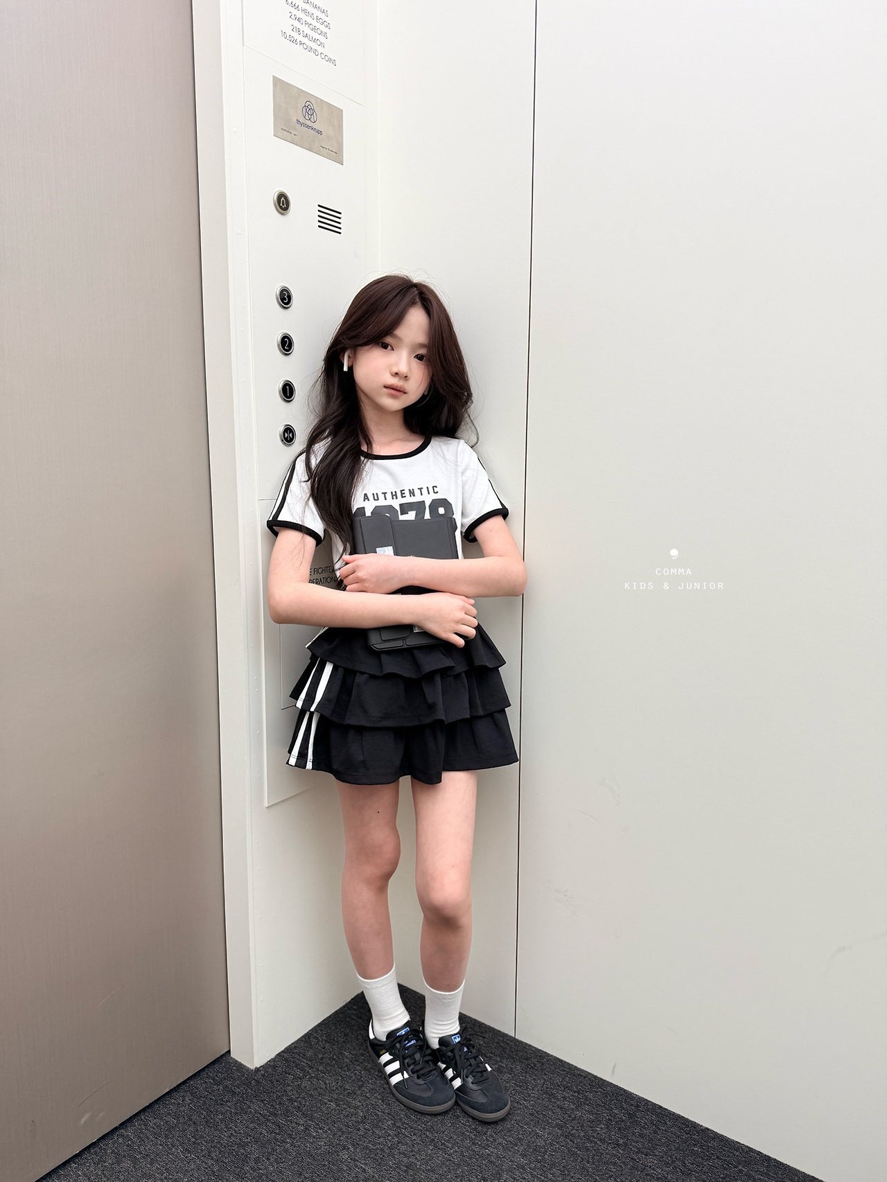 [COMMA] Two-row tiered skirt (160/170) / [콤마] 두줄캉캉스커트 (160/170)