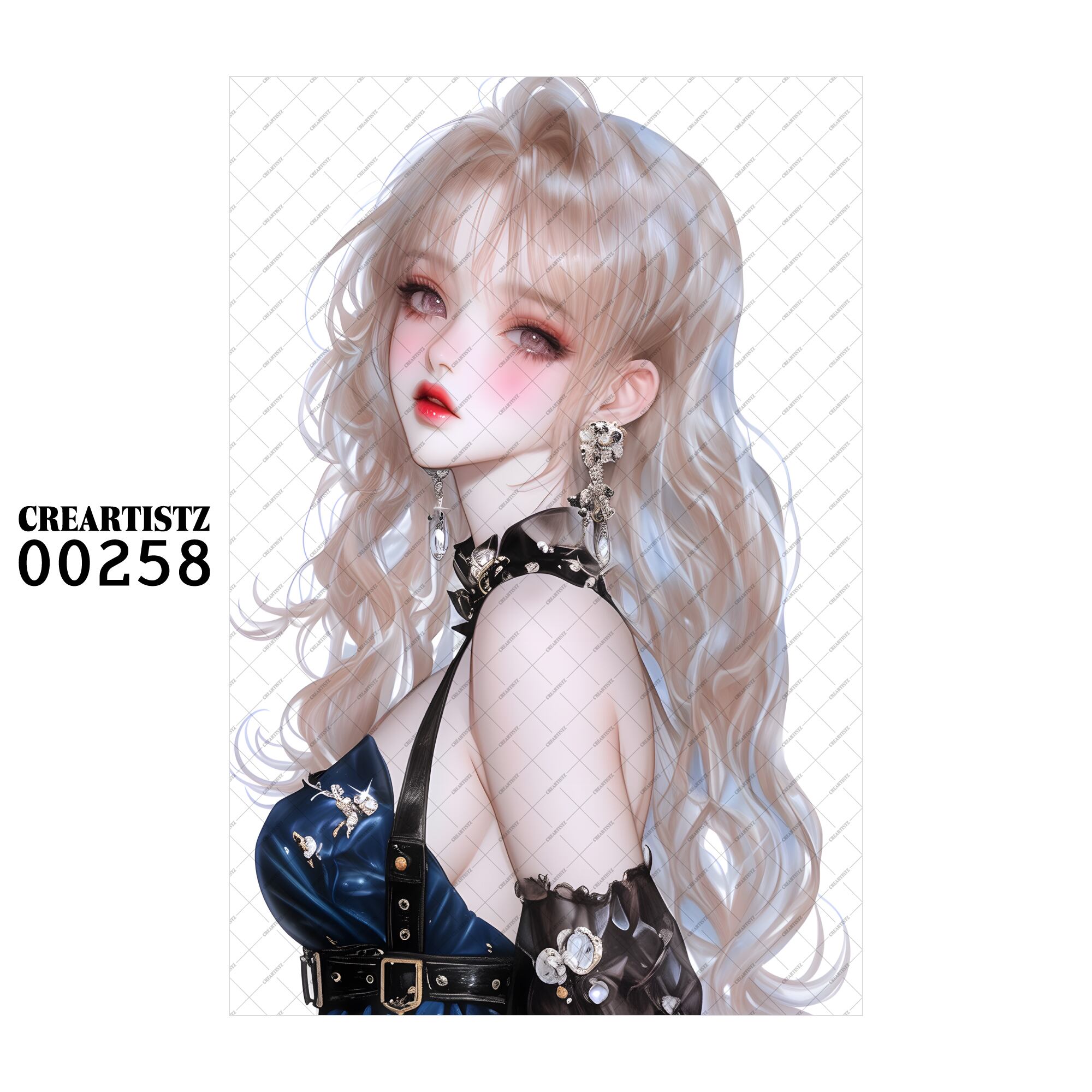 00258 ガール キュート オリジナル ペーパー/ステッカー 4枚セット CREARTISTZ