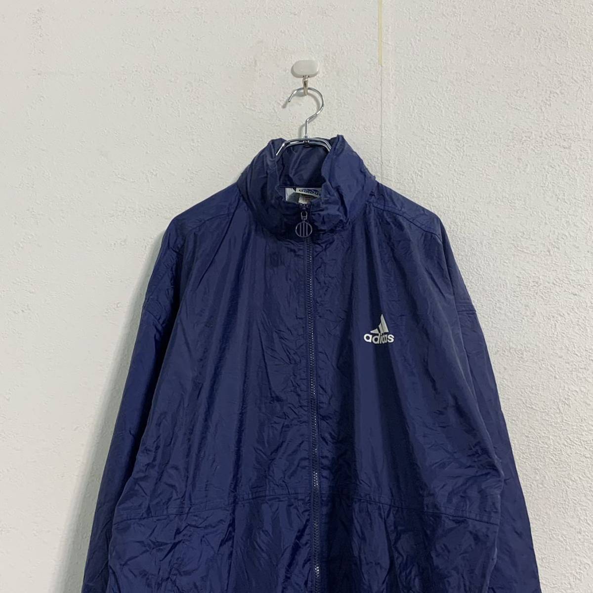adidas ナイロンジャケット ウィンドブレーカー XL ネイビー ブルー