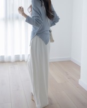 Draped straight knit Pants T20068