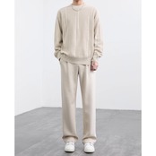 縦ラインデザイン クルーネック 長袖ニットセーター af0349