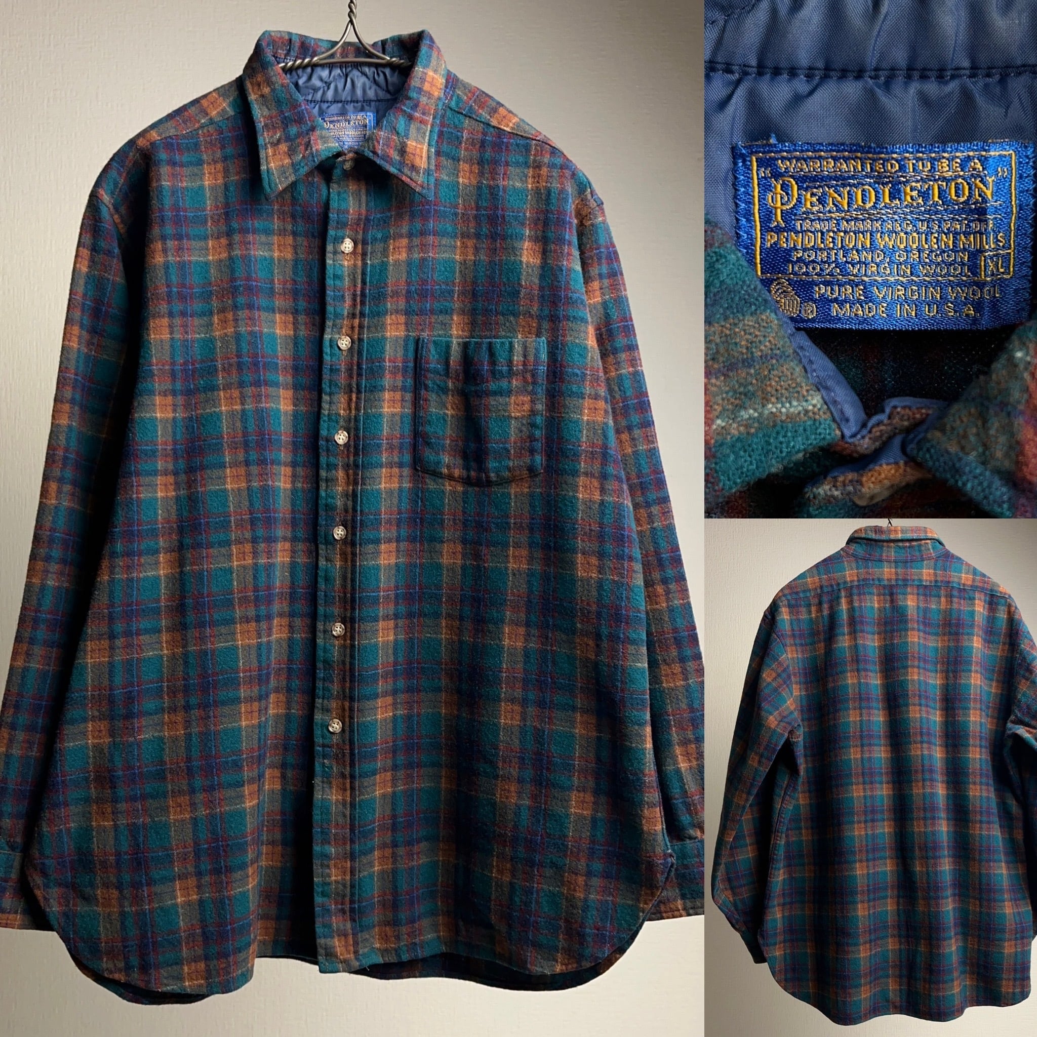 70's~80's “PENDLETON” Plaid Wool Shirt SIZE XL USA製 70年代 80年代 