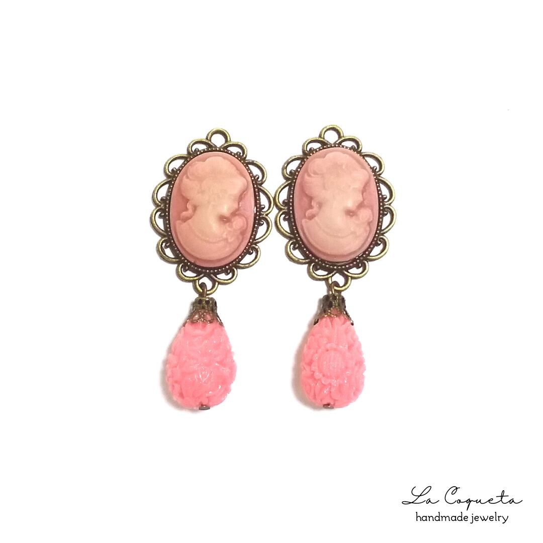 カメオのフラメンコピアス/イヤリング(ピンク) | La Coqueta