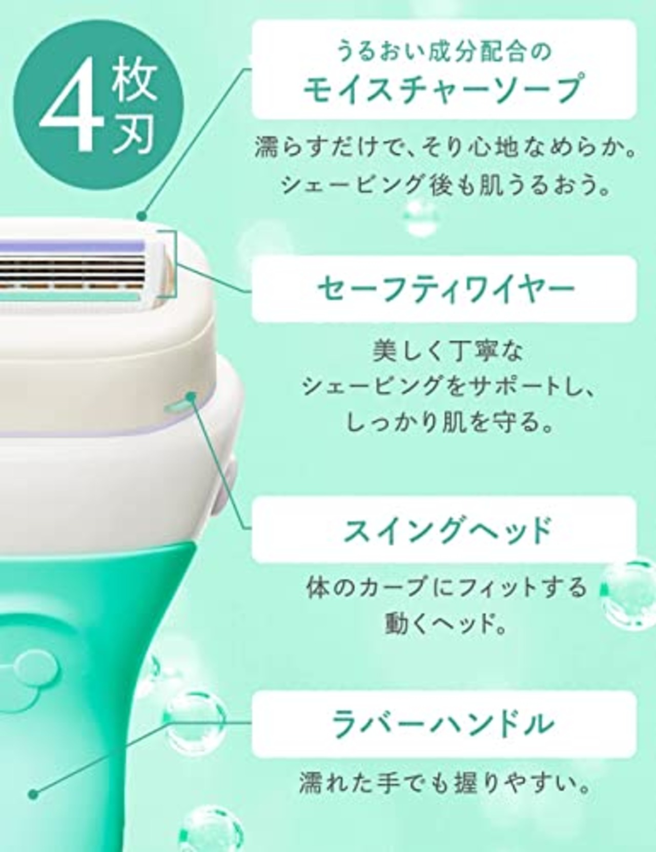 Schick(シック) シック Schick イントゥイション 敏感肌用 クラブパック 女性用 カミソリ (替刃5コ 内1コは本体に装着済み) 単品 グリーン 1個 (x 1)