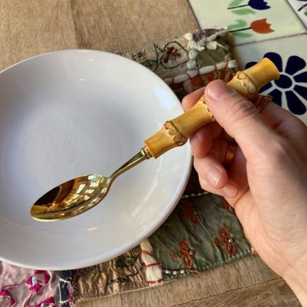 Topanga　バンブーハンドルカトラリー　Sサイズ　全2種　スプーン　フォーク　食器　カトラリー　洋食　中華　イタリアン　スープ　デザート　バンブー