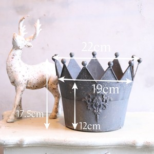 mondimanche 植木鉢　クローヌポットMDGY｜シャビーシック　王冠デザインでお花とよく合う　UF 624