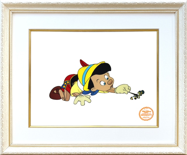ディズニー・セル画「ピノキオ&ジミニー」額縁2種選択可 展示用フック付 インテリア アート Disney セル画 絵画