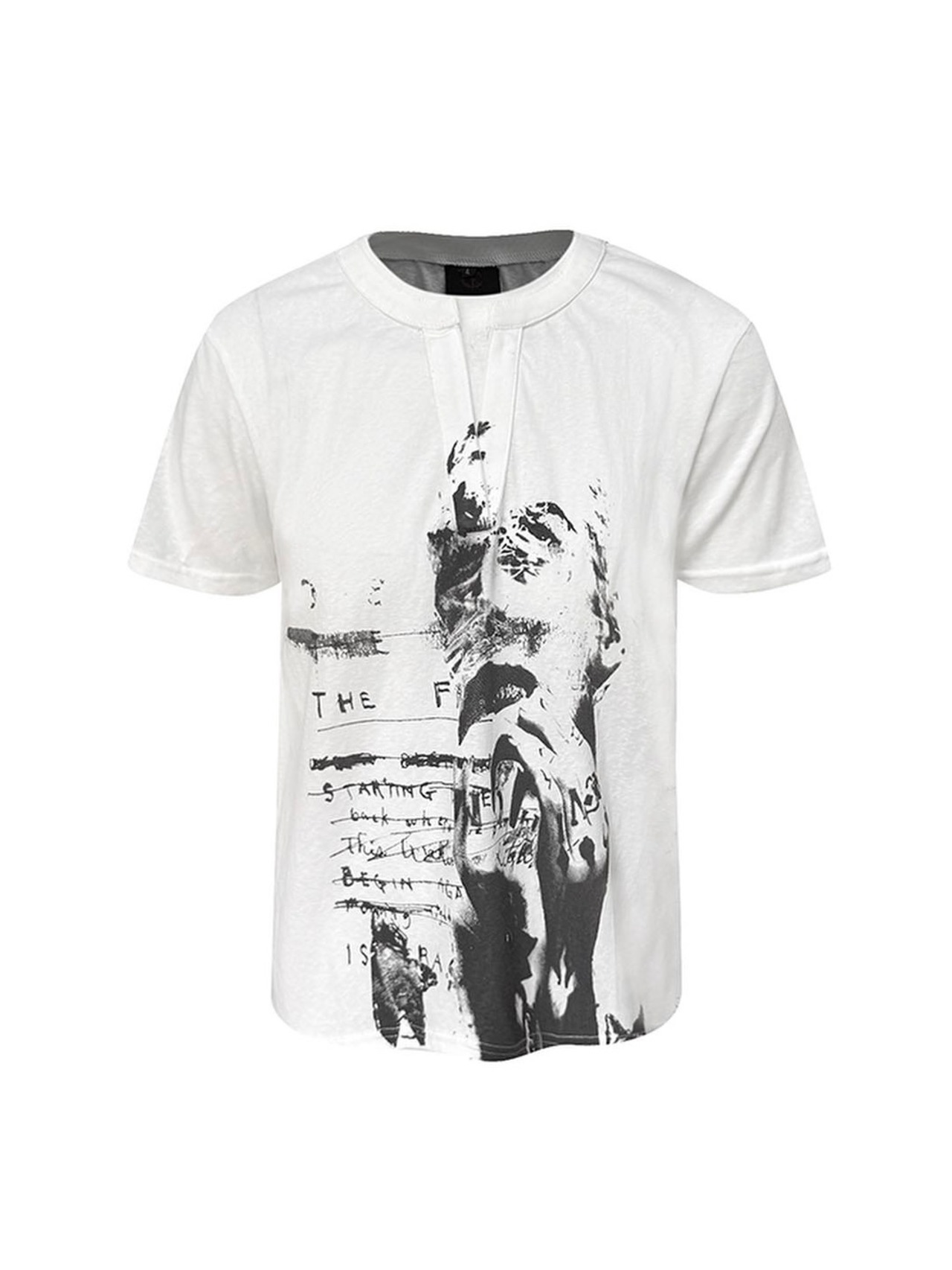 【TH4SWE】Layered V-Neck Graphic T-Shirt