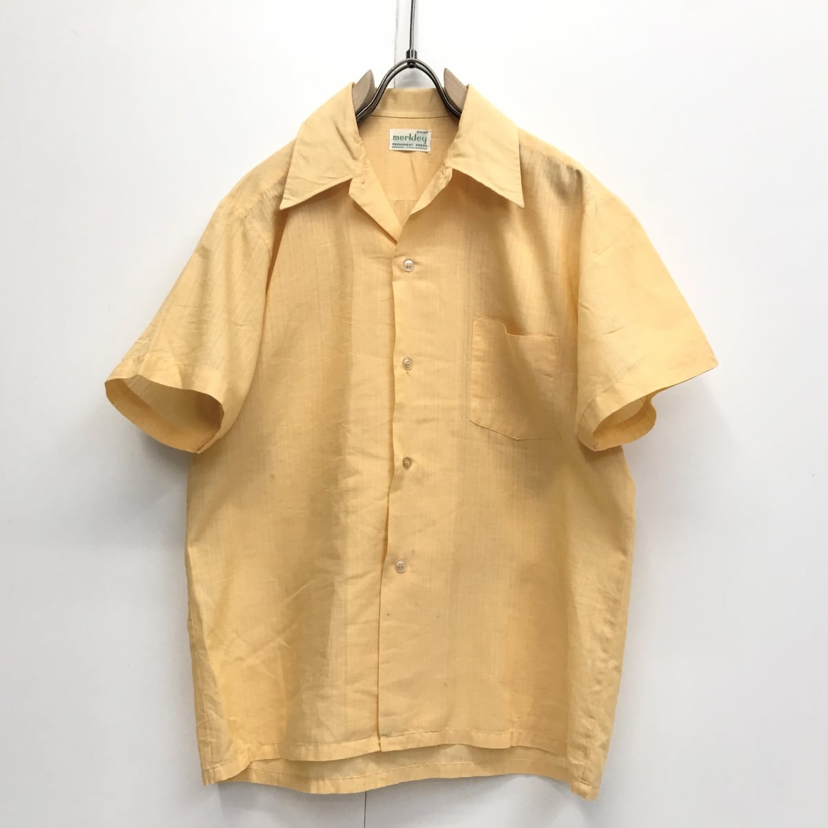 PERMANENT PRESS JAPAN 70年代 オープンカラーシャツ 襟芯入り