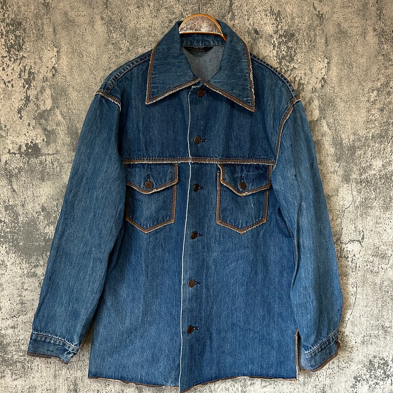 70s Vintage JC Penney JCペニー デニム ラグシャツ Blue Denim Rag