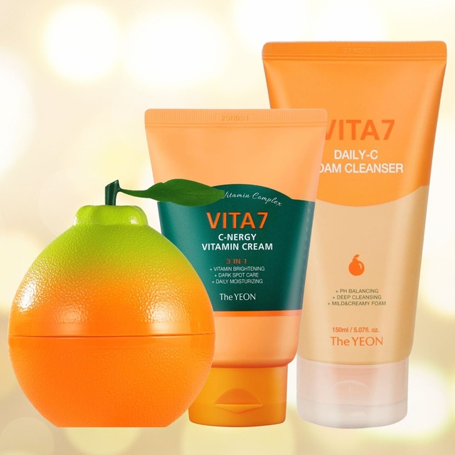 【たっぷりのビタミンパワーで潤うもち肌】3点セット / VITA7 ピーリングジェル スキンケアクリーム フォームクレンザー / The YEON ザヨン 韓国 コスメ 正規品 ジェルピーリング フェイスクリーム 洗顔フォーム ビタミンC ビタミンE ナイアシンアミド 保湿 スキンケア 美容 化粧品 トーンアップ