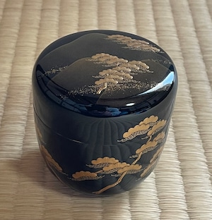 中棗　遠山に松（茶平一斎作　茶道具　薄茶器　棗　輪島塗　蒔絵　コレクター）　