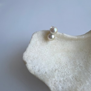 【URURU】Double Akoya  Pearl 14KGF Pierce / 双子あこや真珠　片耳
