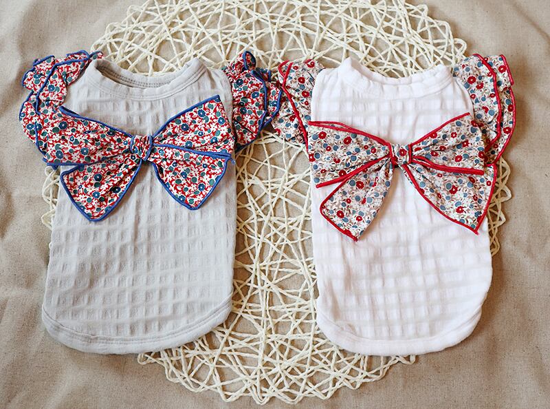 【SALE】花柄フリル袖トップス XS ~ XL 2color / 犬服 犬の服 犬 タンクトップ ドッグウェア 小型犬 中型犬 top37