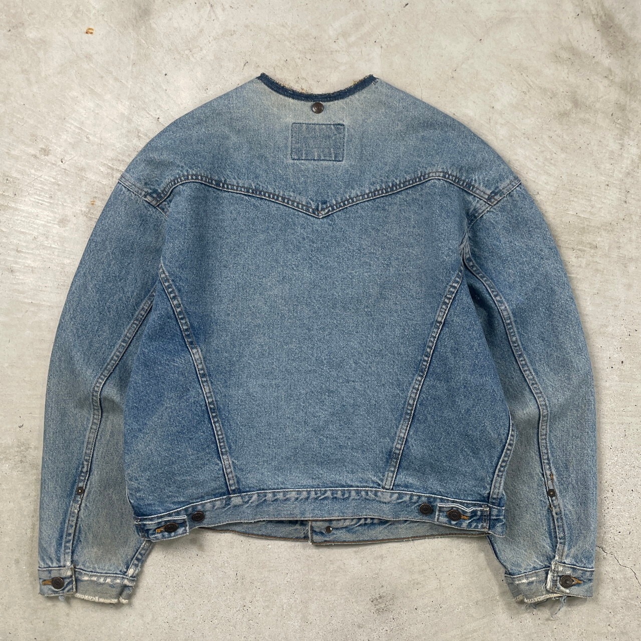 90年代 INTERNATIONAL DENIM ノーカラーデニムジャケット メンズL相当 