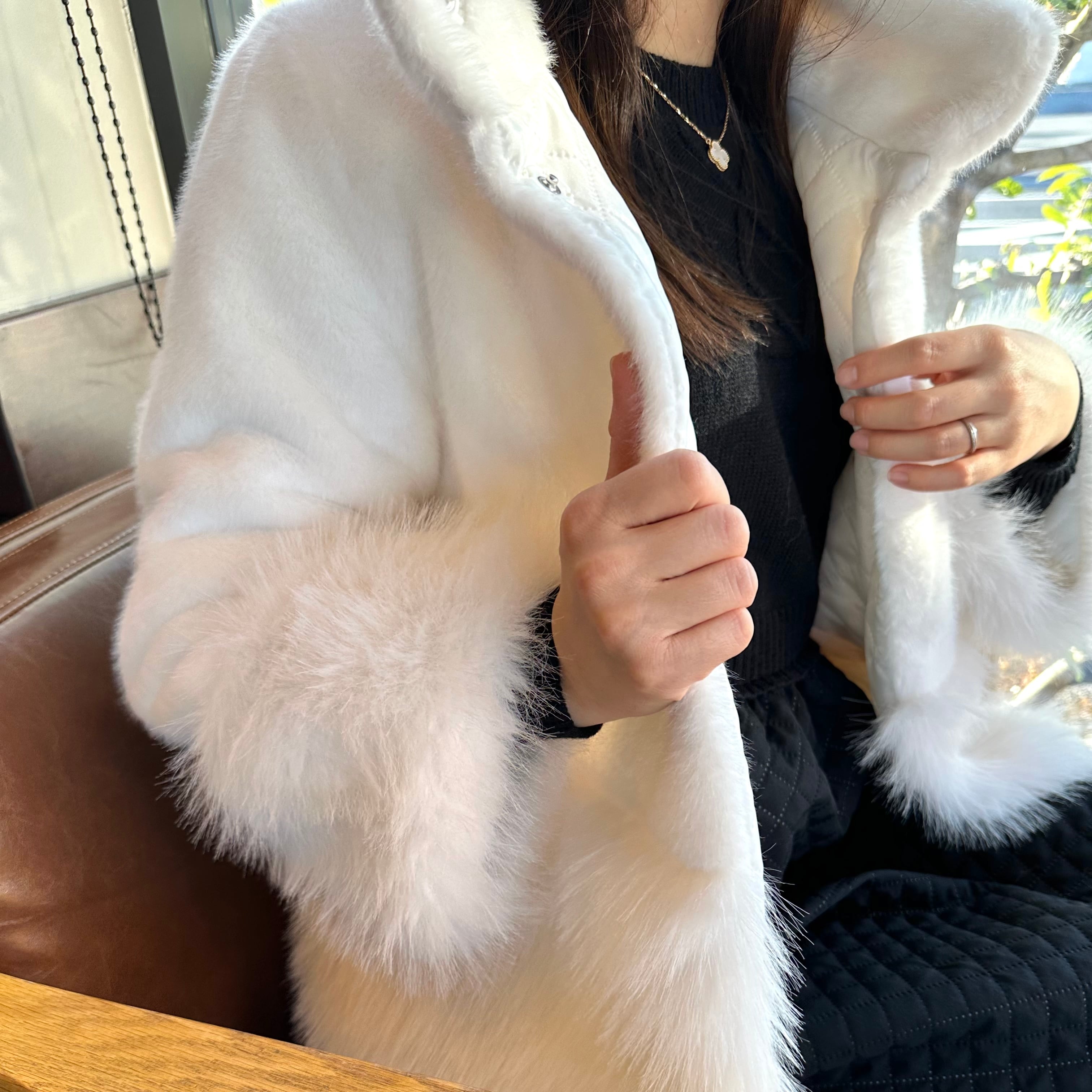 Eco fur coat(White・Black) | Richesse powered by BASE