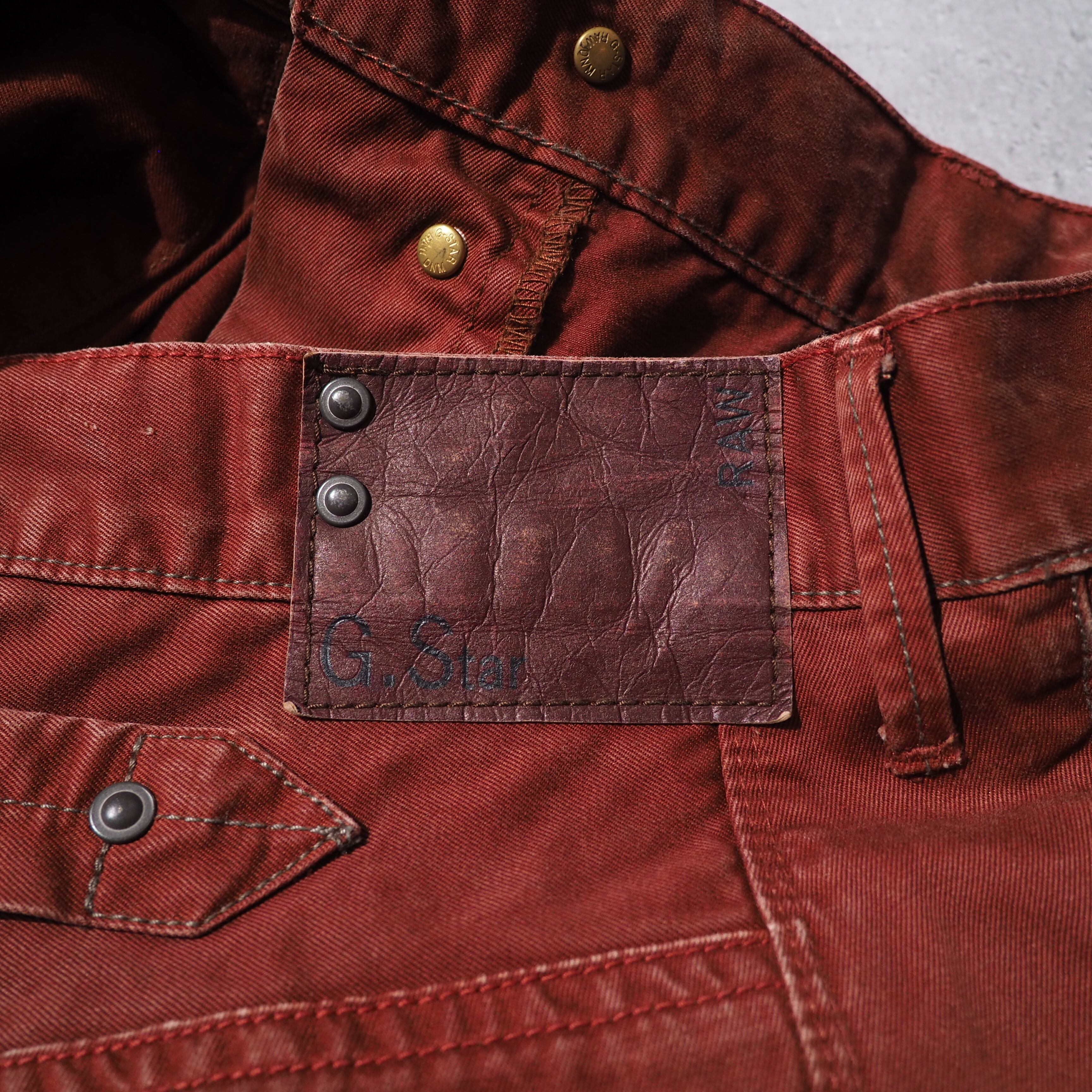 2000s ” G-STAR RAW ” Deep reddish brown dyeing cotton straight pants