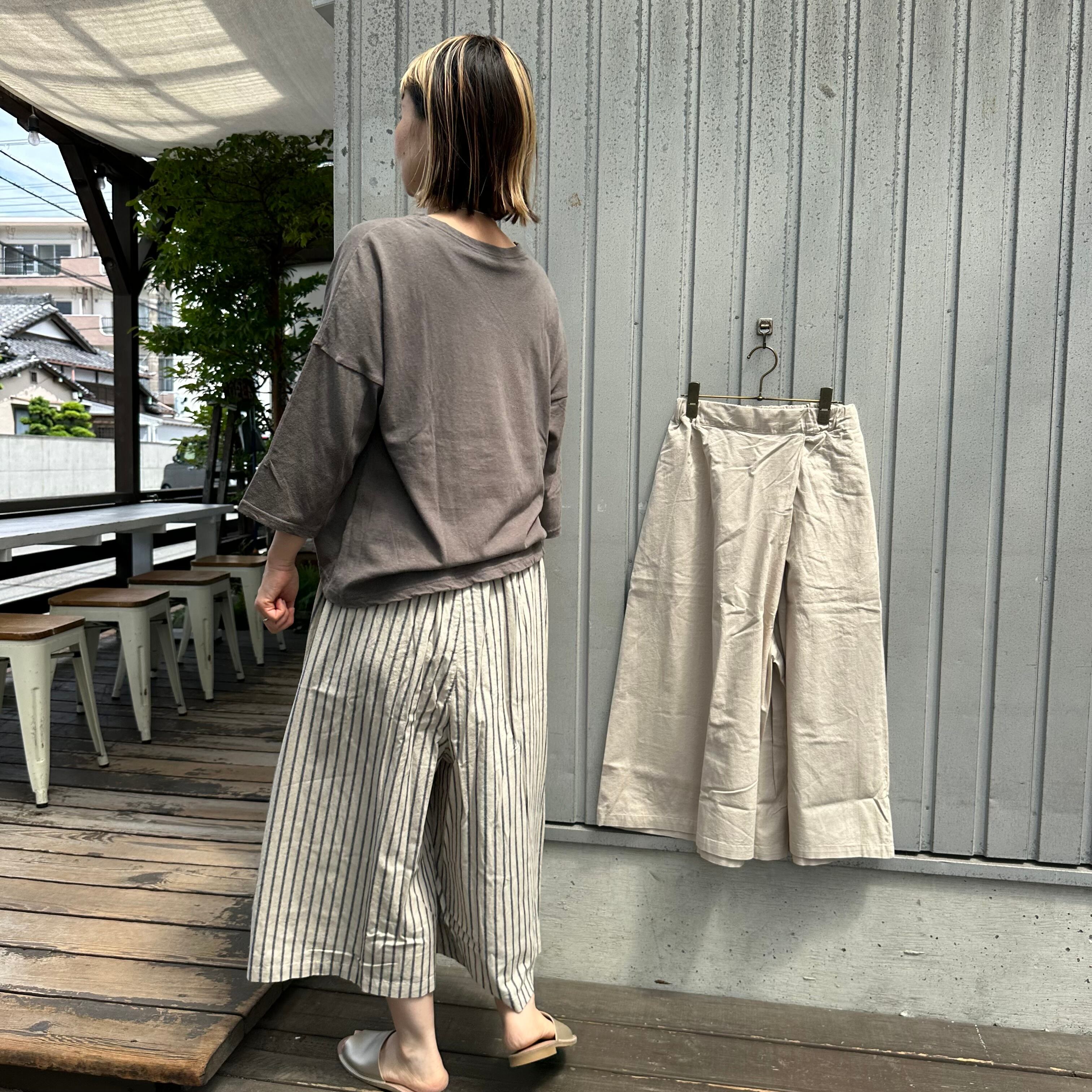 綿麻平織ギンガム＆ストライプ＆無地ガウチョパンツ/ sunvalley