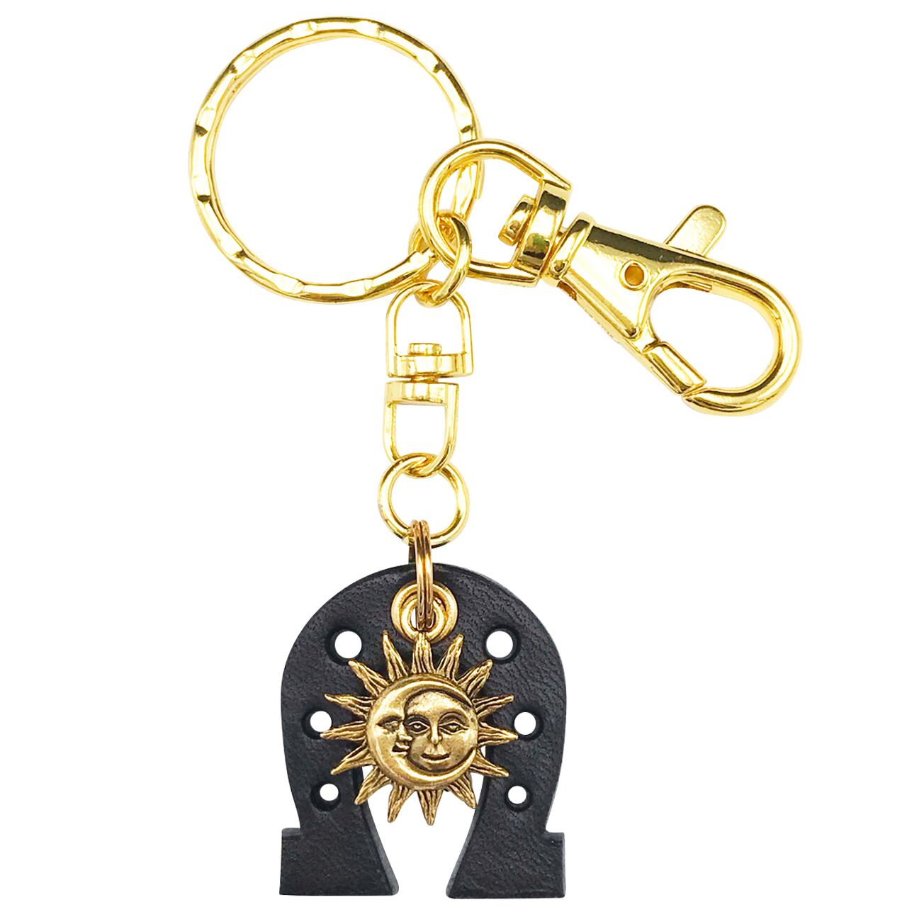 幸運の馬蹄アクセサリー レザー製馬蹄キーホルダーセット 太陽 たいよう タイヨウ と月 つき ツキ １ 運気のパワーアップ 仕事 金運 人間関係 伊太利亜市場 ゼロパスタ