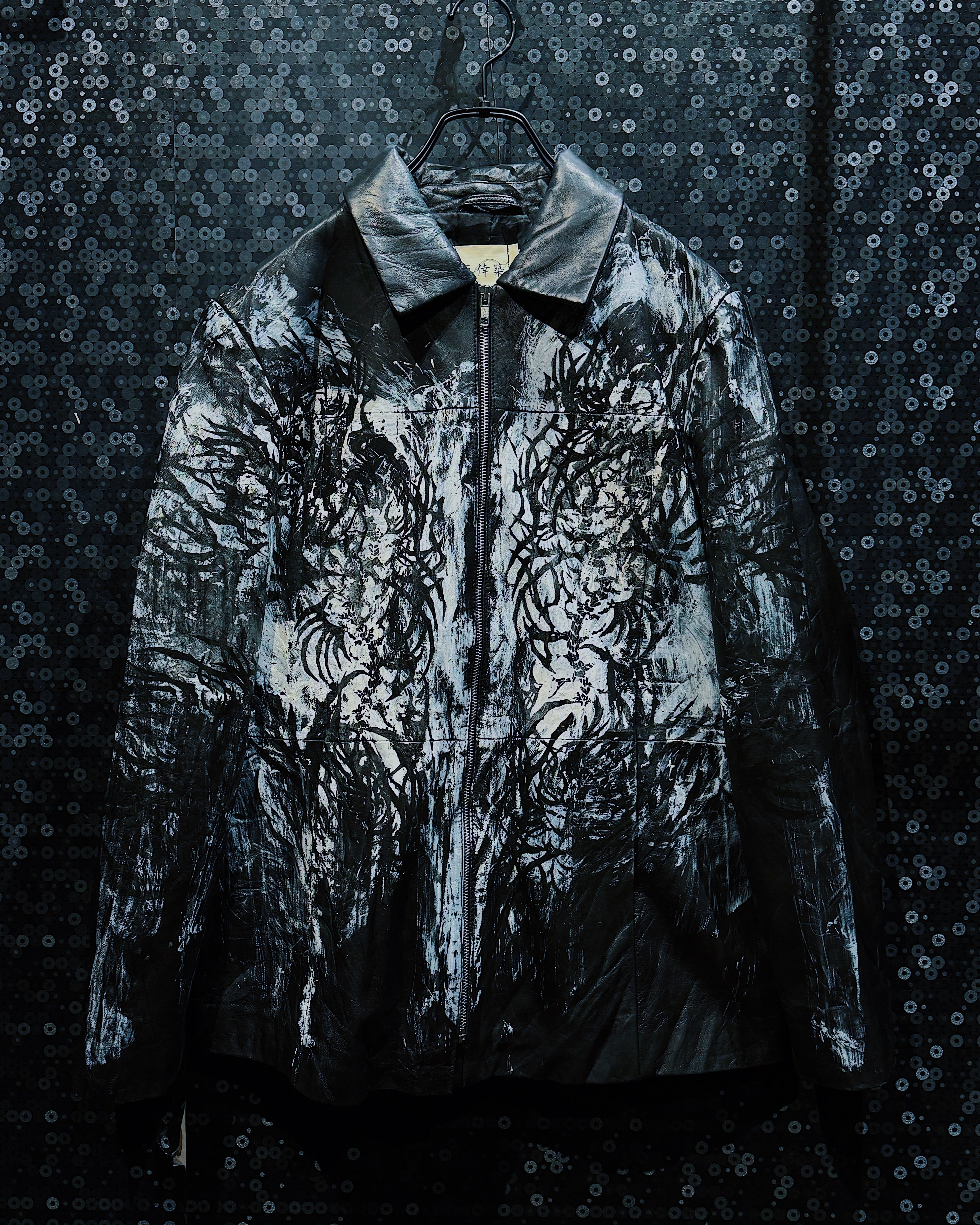 【ÆIEM】“再倖築”vintage Painted Leather Jacket “Silent Forest”