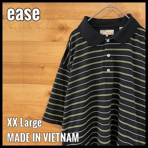 【ease】ビッグサイズ オーバーサイズ 半袖 ポロシャツ 2XL ボーダー US古着 アメリカ古着