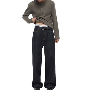 ワッフルヘンリーネックロングTシャツ　1179