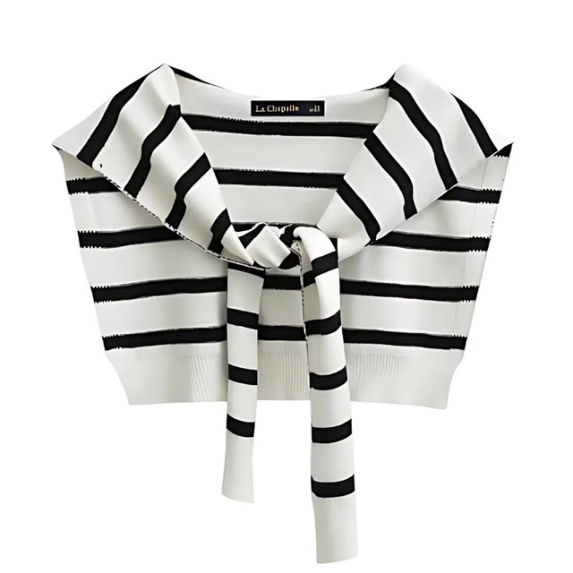 Sailor Collar Knit shawl F0116