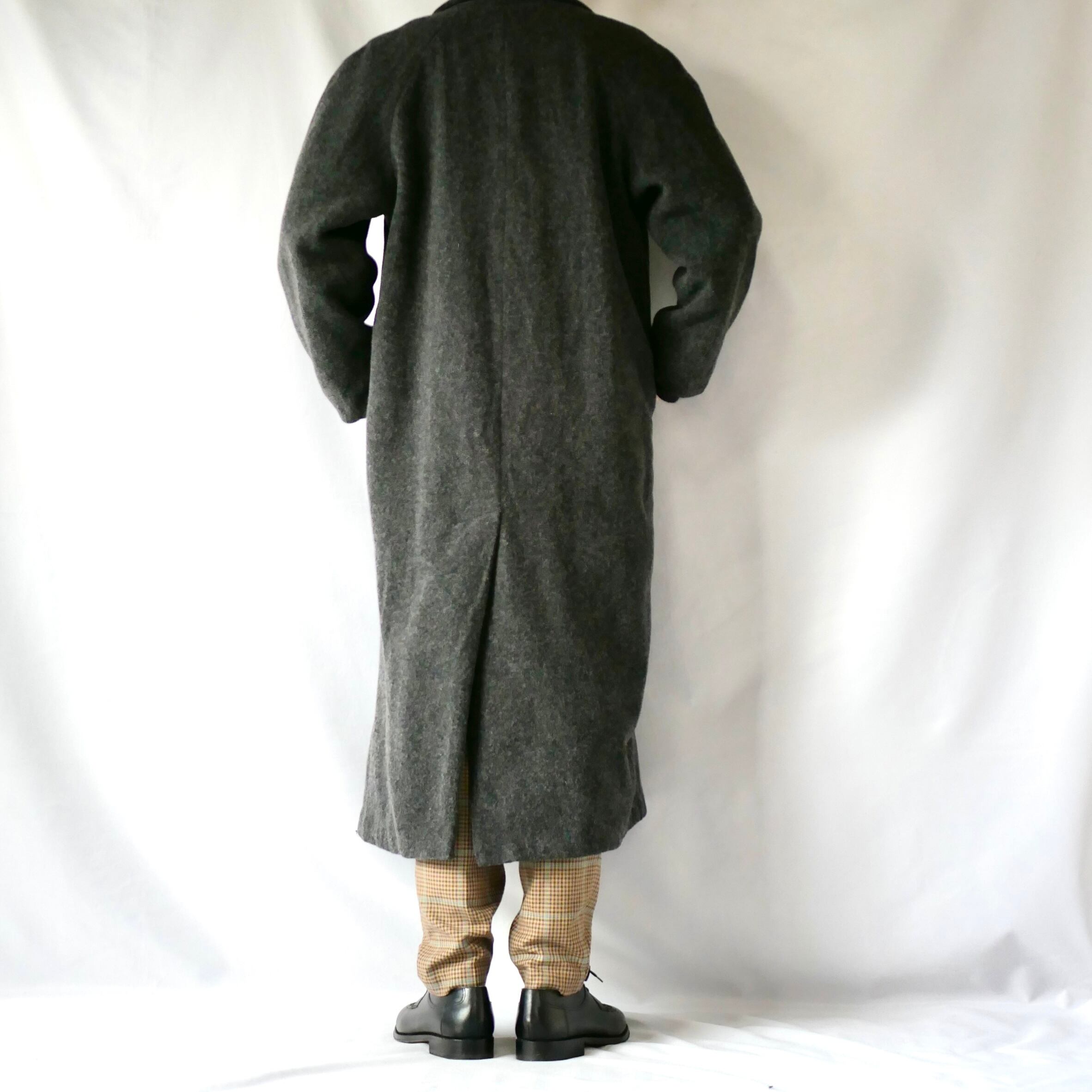Charcoal gray wool long coat チャコールグレーウールロングコート