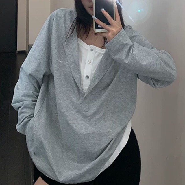 double-neck layered long tee　ダブルネックレイヤードロングティー　J2143