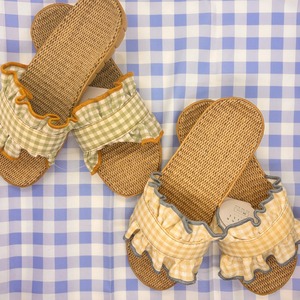 チェックフリル／スリッパM [サイズ: M]