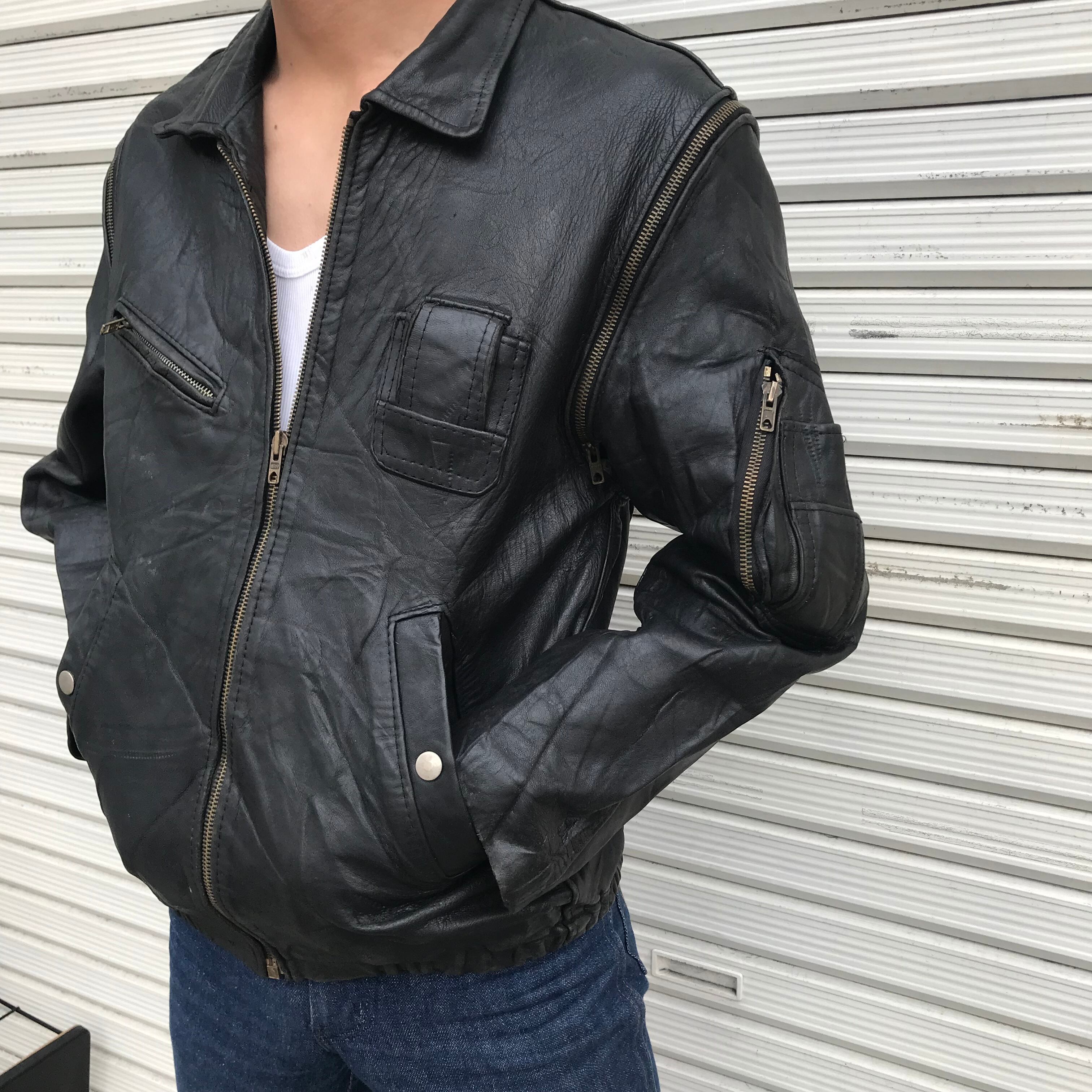 フランス軍 パイロット レザージャケット ヴィンテージ 古着 極上 80s フランス軍 実物 ヴィンテージ 空軍 襟ボア パイロット