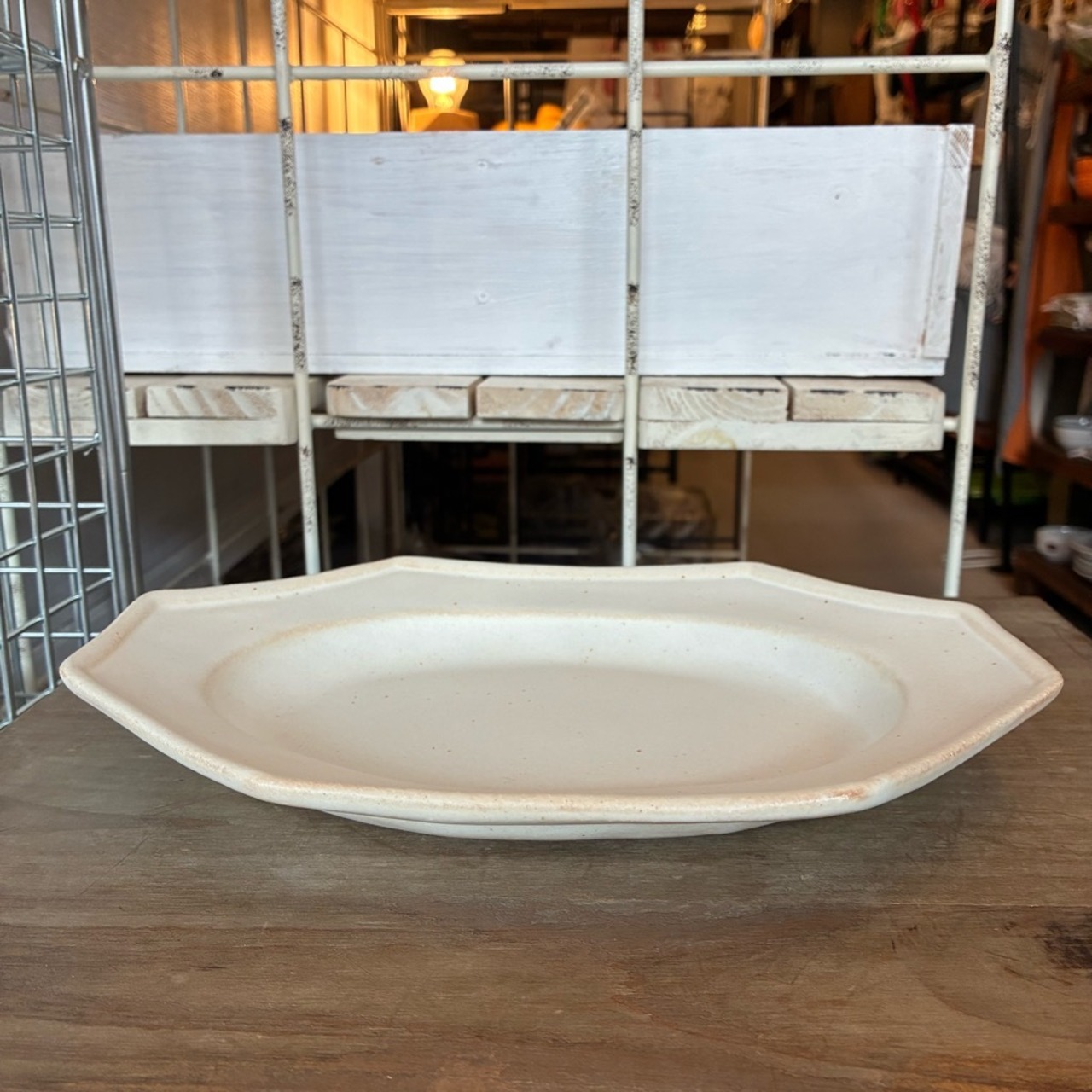 MASHIKO Octagonal plate Kinari　益子焼　オクトゴナル皿　キナリ　オーバル皿　長角皿　メインディッシュ　サラダ　