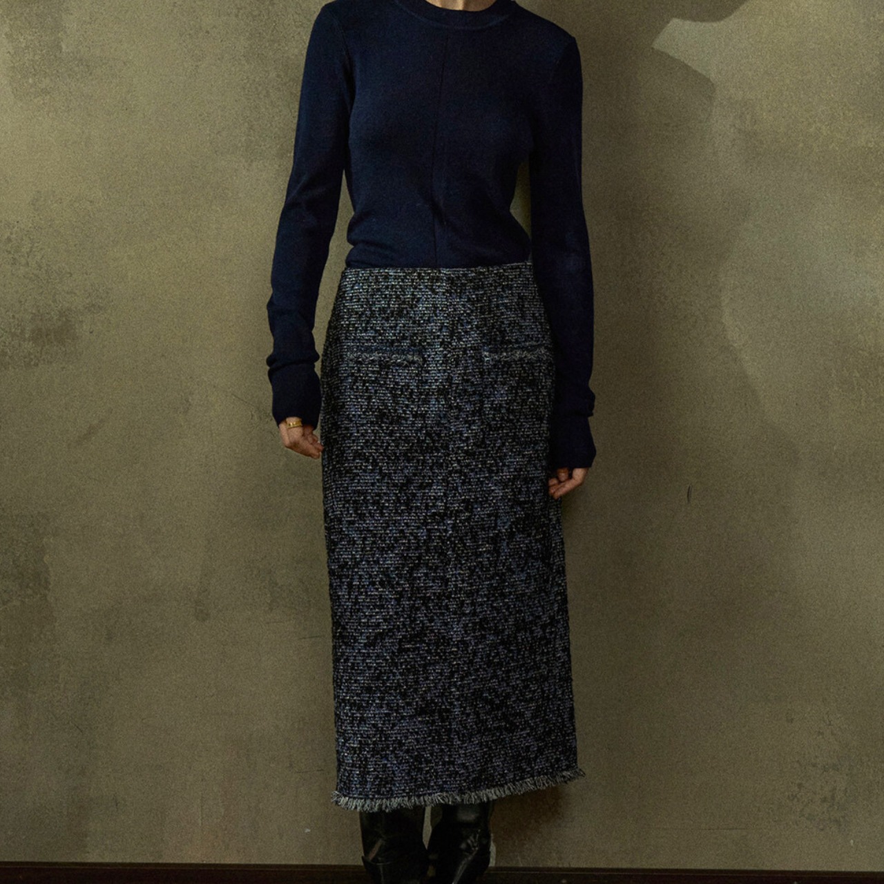 Fringe Midi A-Line Skirt  T4262