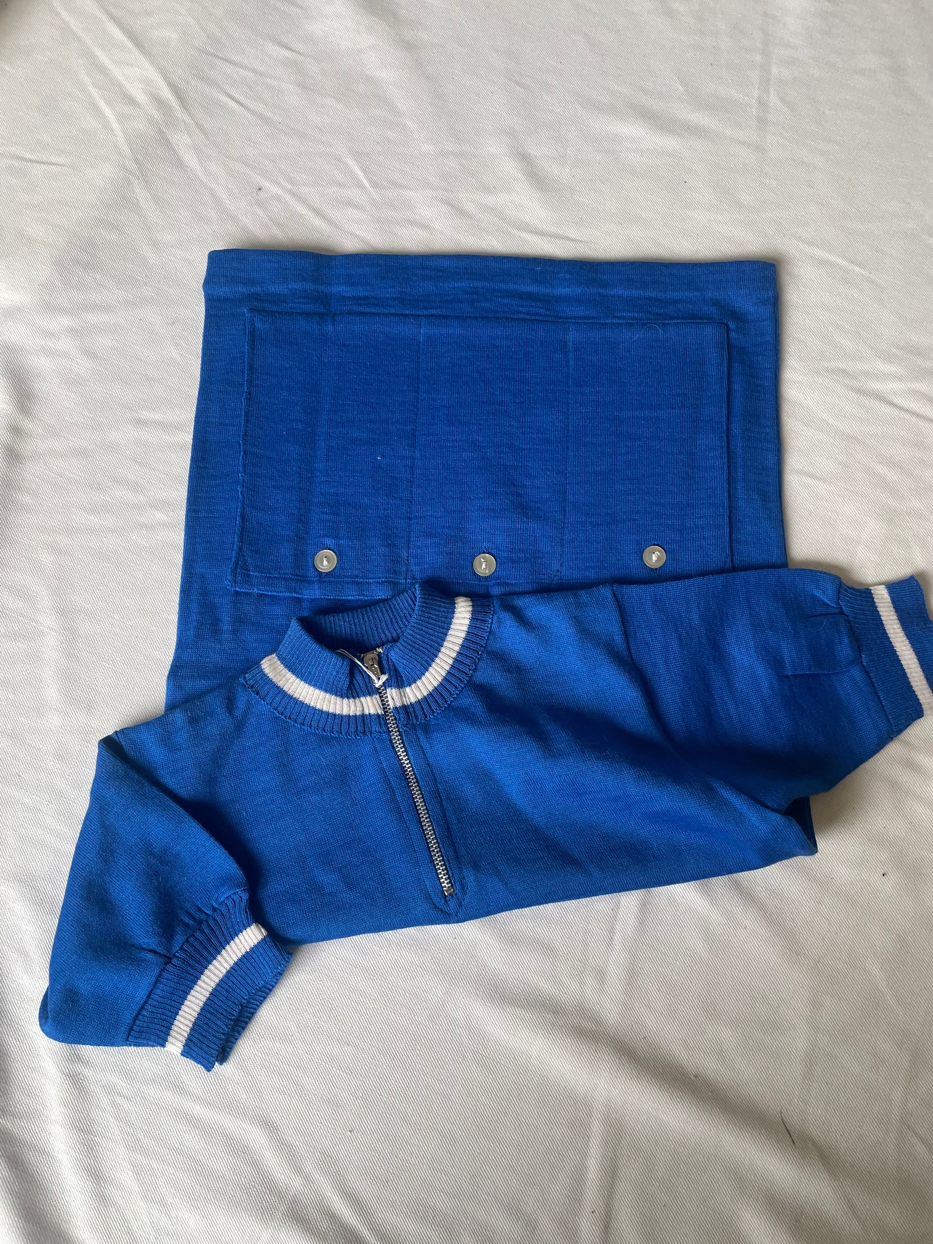 Kids EURO cycling knit blue×white