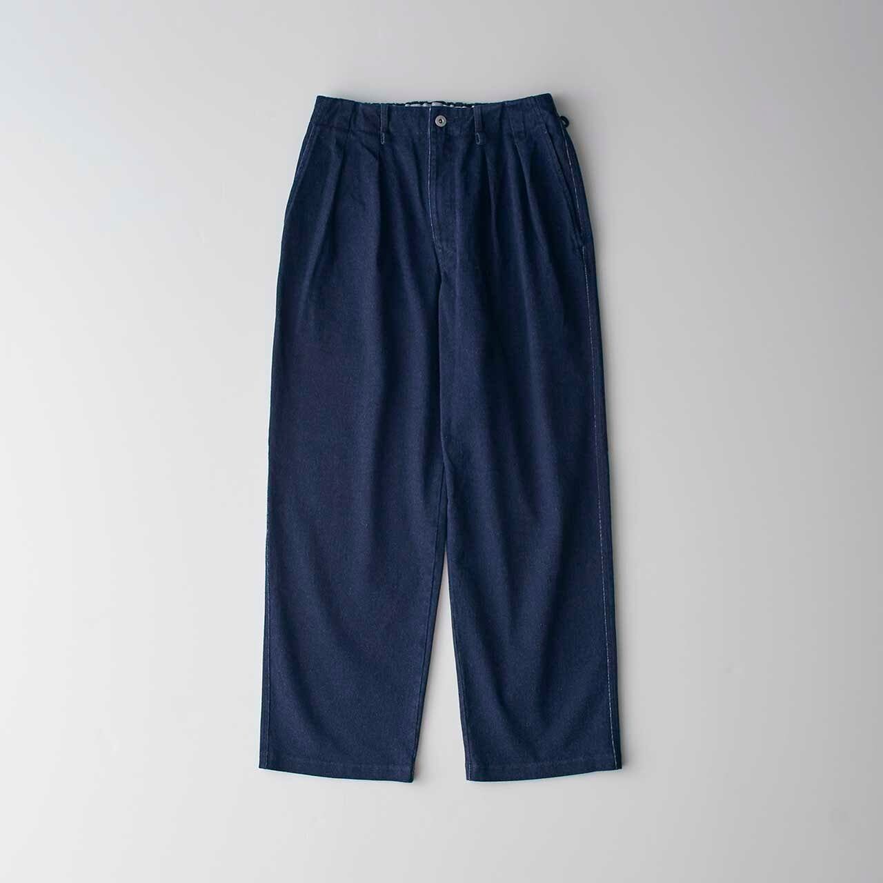 CURLY&Co./KNIT DENIM 2 TUCK EZ WIDE SLACKS -INDIGO-